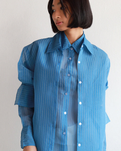 Blue Sheer Stripe Shirt