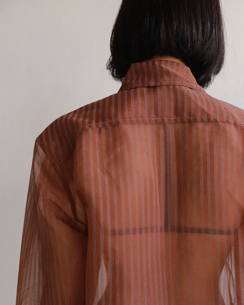 Brown Sheer Stripe Shirt