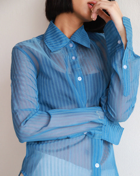 Blue Sheer Stripe Shirt